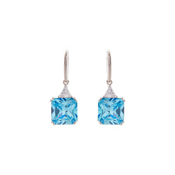 Lottie Aqua Rhodium Square Hook Earrings