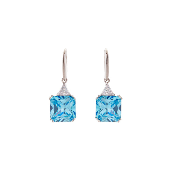 Lottie Aqua Rhodium Square Hook Earrings