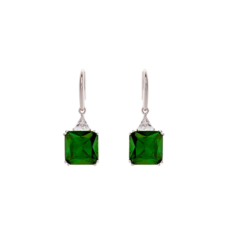 Lottie Green Square Hook Earrings