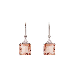 Lottie Pink Rhodium Square Earrings