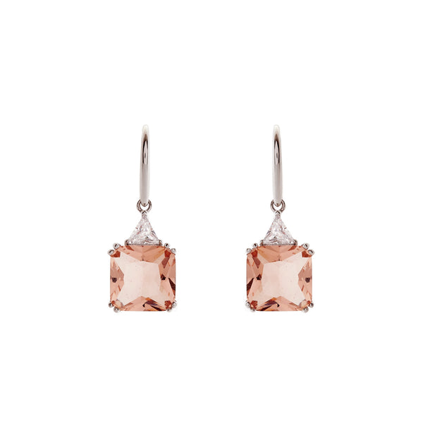 Lottie Pink Rhodium Square Earrings