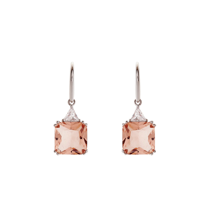 Lottie Pink Rhodium Square Earrings