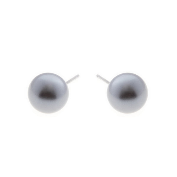 Classic Grey Pearl Stud Earrings - 2 sizes