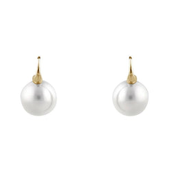 Emily Round Pearl Gold Hook Earrings - 2 sizes