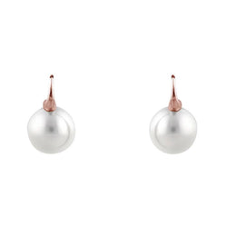 Emily Round Pearl Rose Gold Hook Earrings - 2 sizes