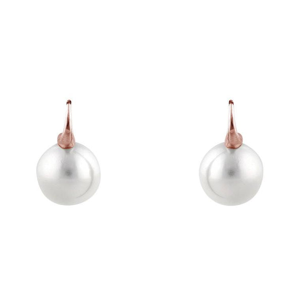 Emily Round Pearl Rose Gold Hook Earrings - 2 sizes