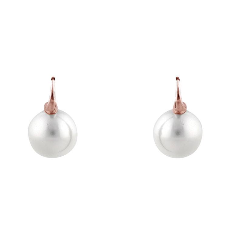 Emily Round Pearl Rose Gold Hook Earrings - 2 sizes