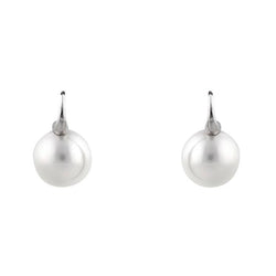 Emily Round Pearl Silver Hook Earrings - 2 sizes