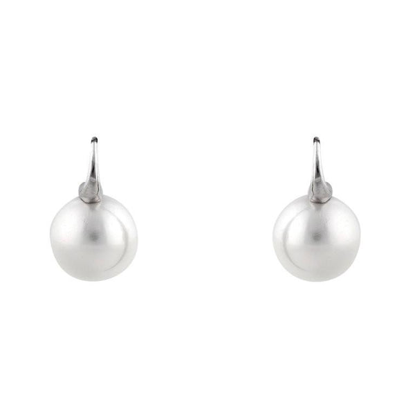 Emily Round Pearl Silver Hook Earrings - 2 sizes