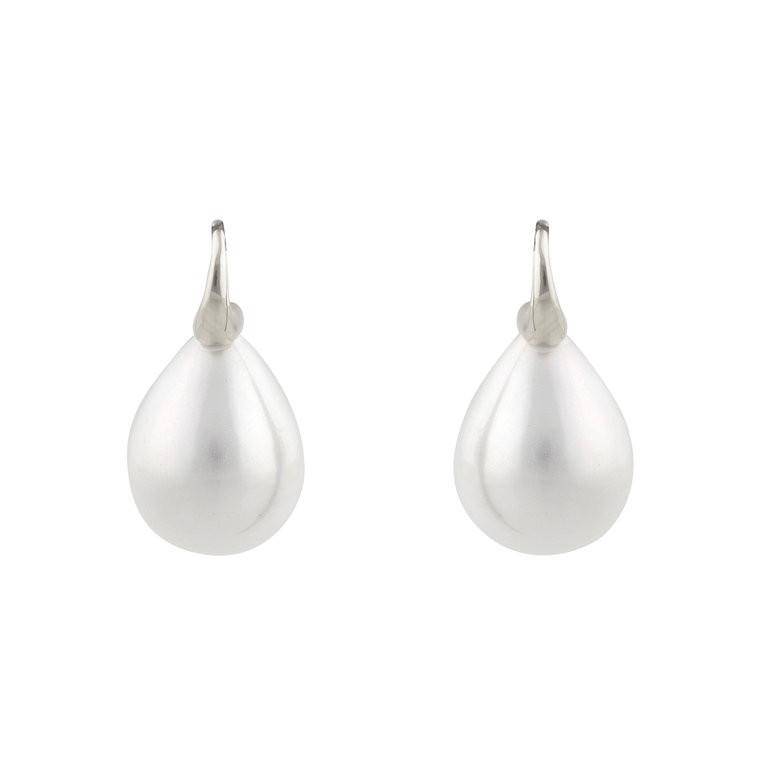 Emma White Baroque Pearl Earrings on Rhodium Hook