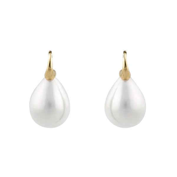Emma White Baroque Pearl Earrings on  Gold Hook