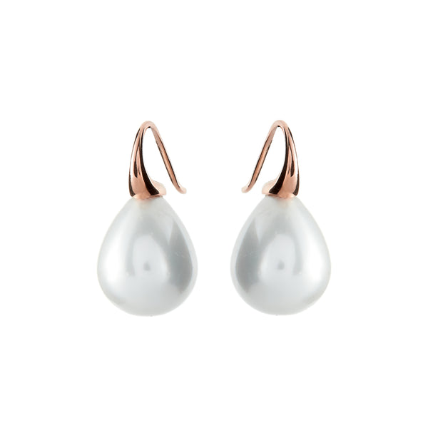 Emma White Baroque Pearl Earrings on Rose Gold Hook