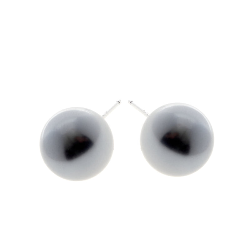 Classic Grey Pearl Stud Earrings - 2 sizes