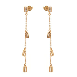 Baguette Drop Gold Earrings