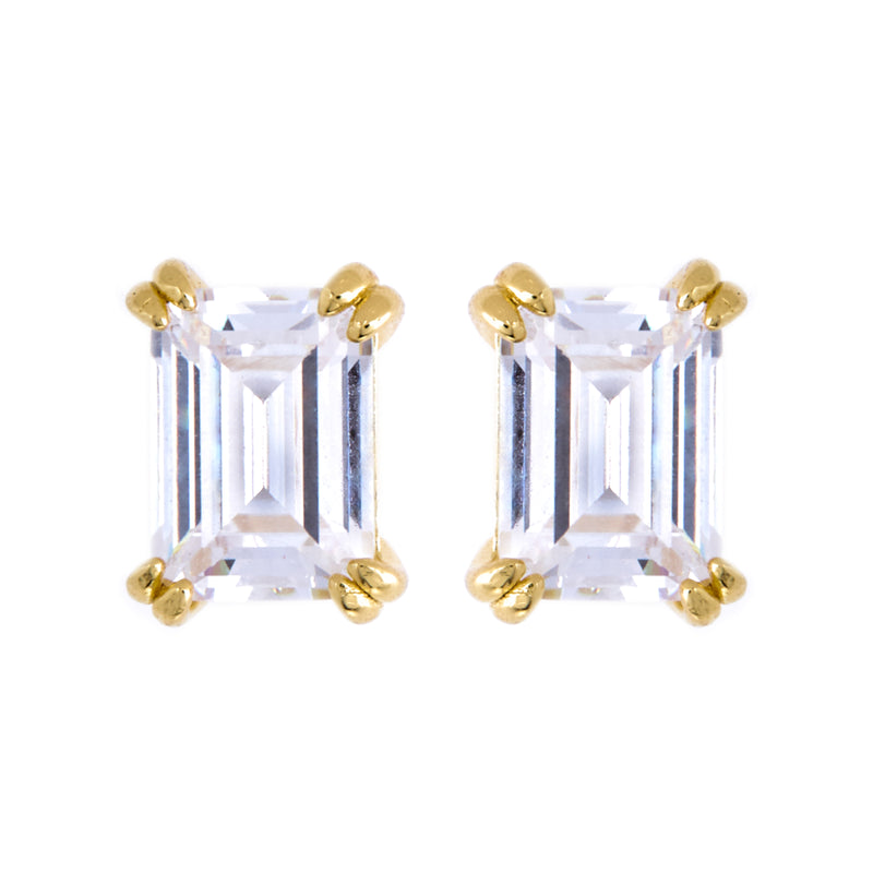 Ayla Baguette Gold Stud Earrings