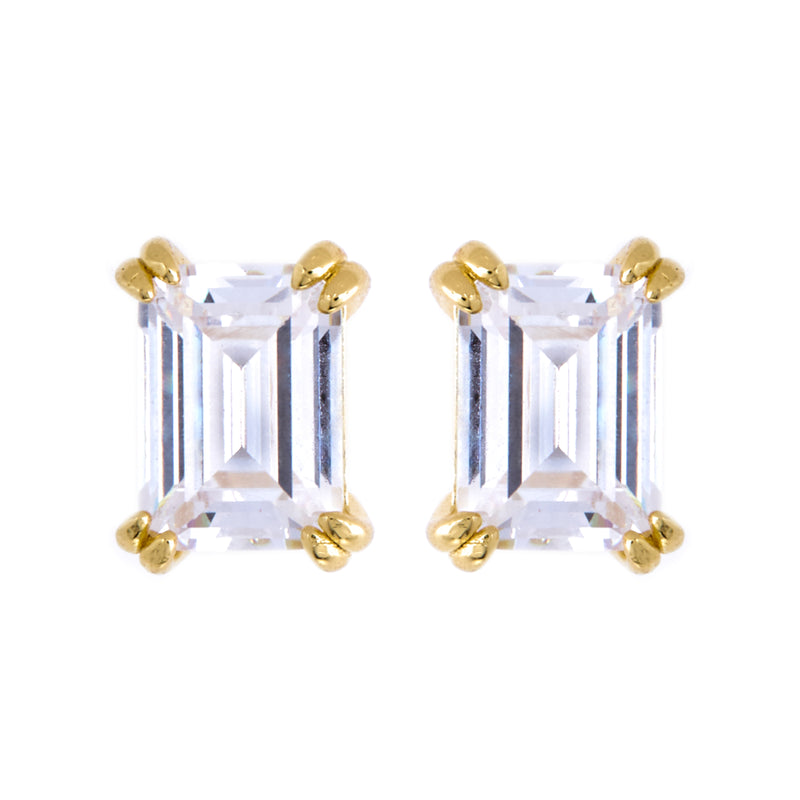 Ayla Baguette Gold Stud Earrings