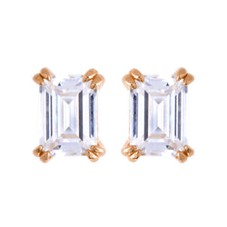 Ayla Baguette Rose gold Stud Earrings