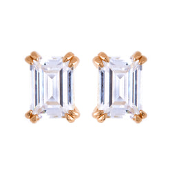 Ayla Baguette Rose gold Stud Earrings