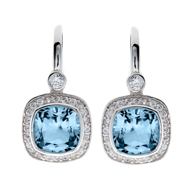 Phoebe Blue & Cubic Zirconia Square Earrings