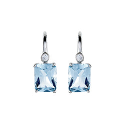 Camilla baguette Blue Silver Earrings