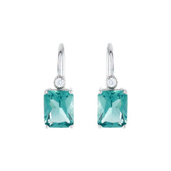 Camilla baguette Green Silver Earrings