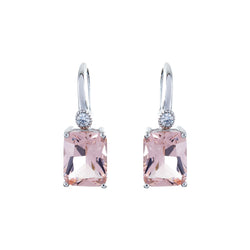 Camilla Baguette Pink Silver Hook Earrings