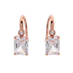 Camilla Baguette Rose Gold Hook Earrings