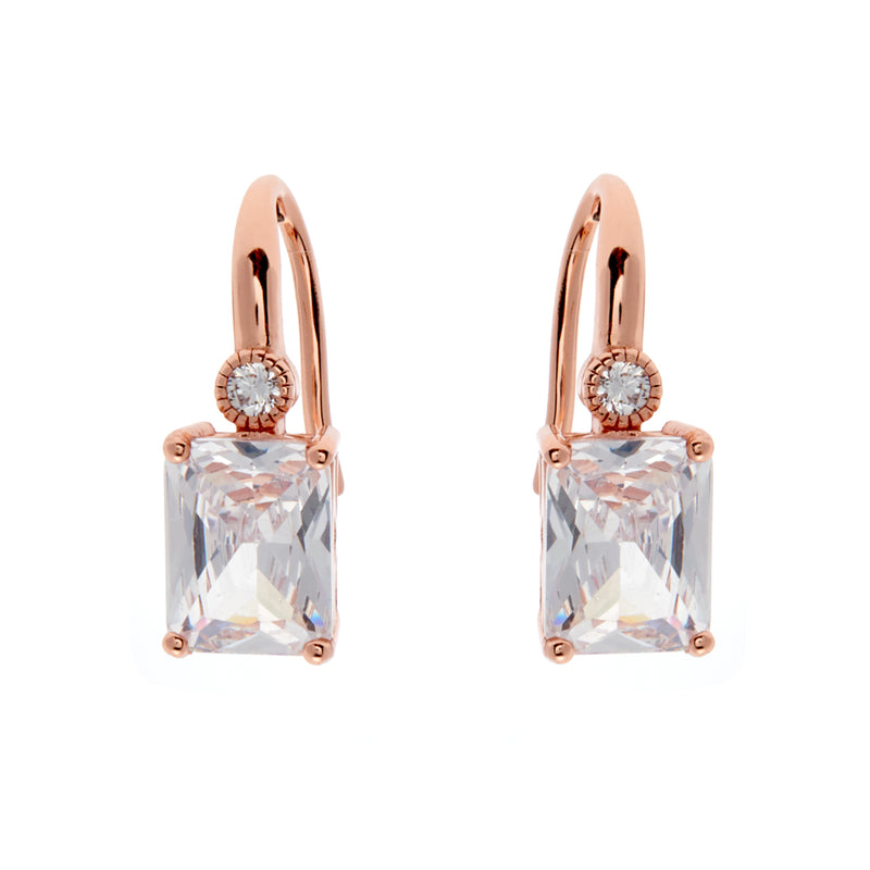 Camilla Baguette Rose Gold Hook Earrings