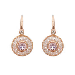 Mia Rose Gold & Pink Cz Hook Earrings