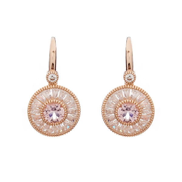 Mia Rose Gold & Pink Cz Hook Earrings