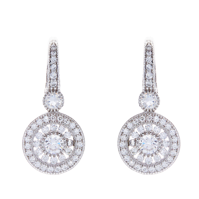 Antique Round Micro Pavé Hook Earrings