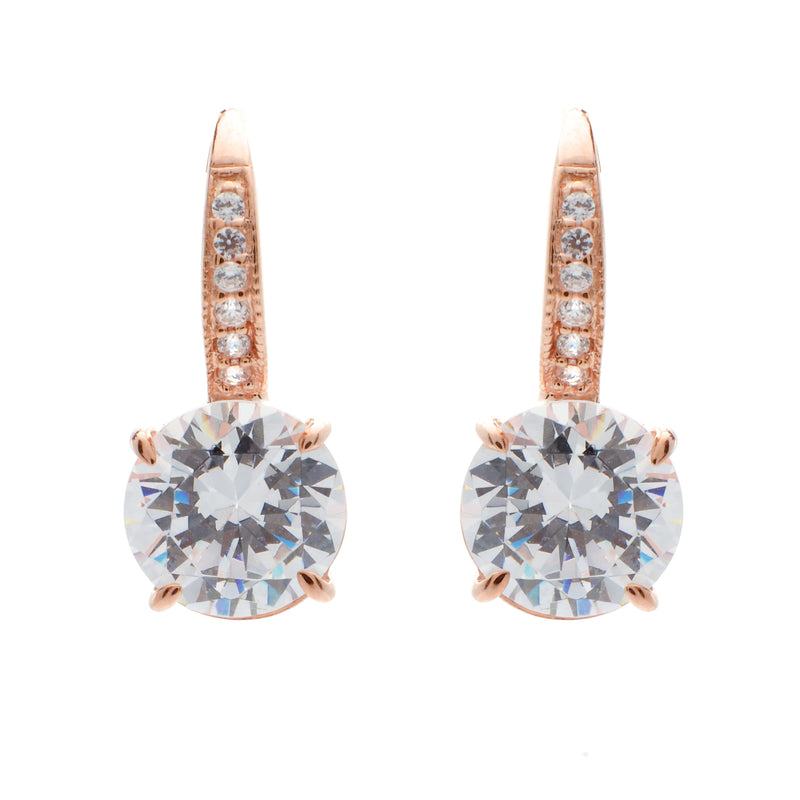 Fae Rose Gold Pave Hook Earrings