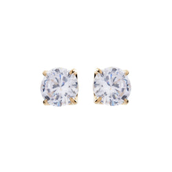 Brilliant Claw-Set Cubic Zirconia Gold Stud Earrings