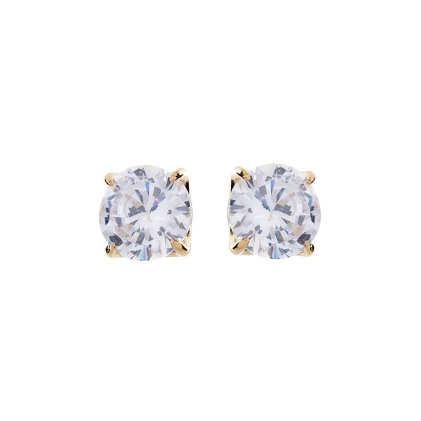 Brilliant Claw-Set Cubic Zirconia Gold Stud Earrings