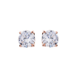 Brilliant Claw-Set Cubic Zirconia Rose Gold Stud Earrings