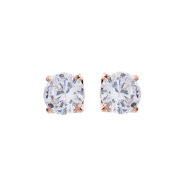 Brilliant Claw-Set Cubic Zirconia Rose Gold Stud Earrings