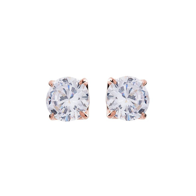 Brilliant Claw-Set Cubic Zirconia Rose Gold Stud Earrings