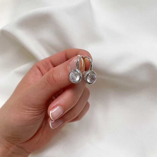 Silver Flower Hook Earring