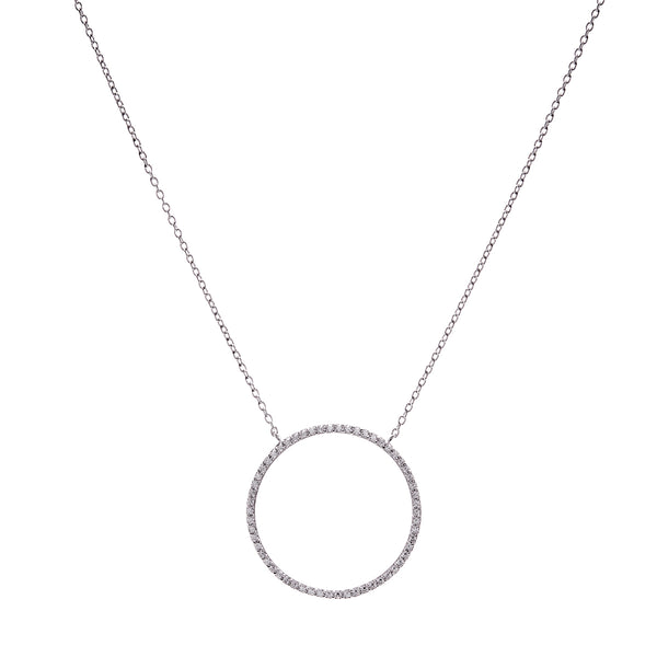 Large Circle Silver Necklace