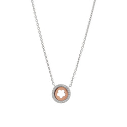 Flower Two-Tone Rose Gold & Silver Necklace
