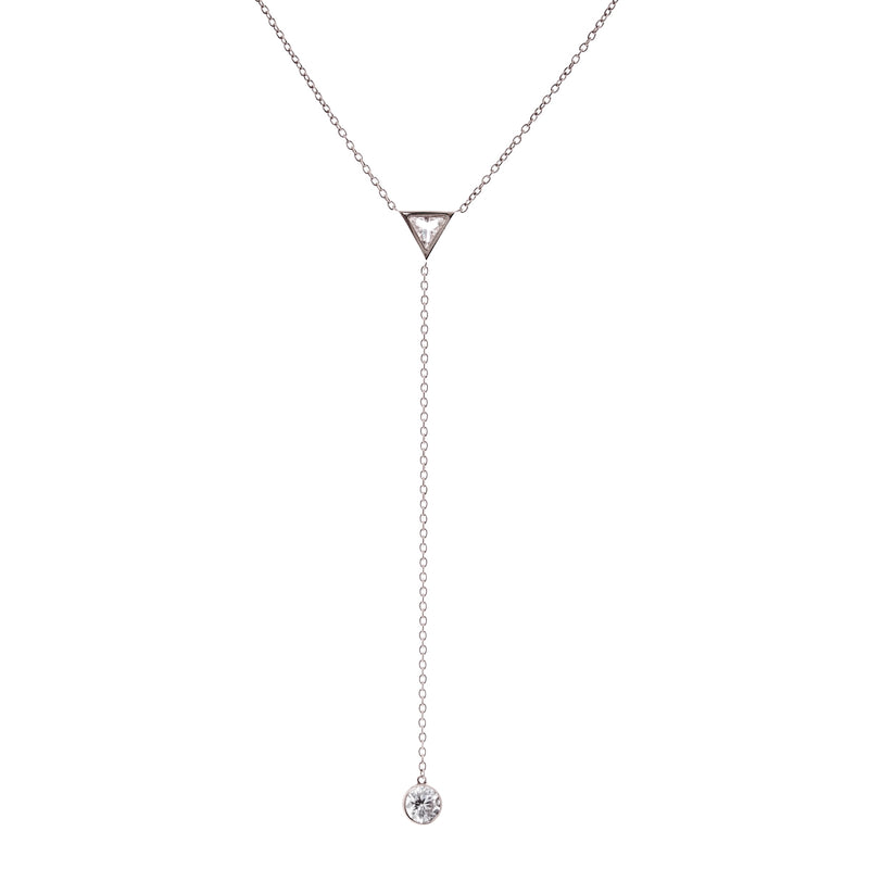 Silver & Cubic Zirconia Drop Necklace