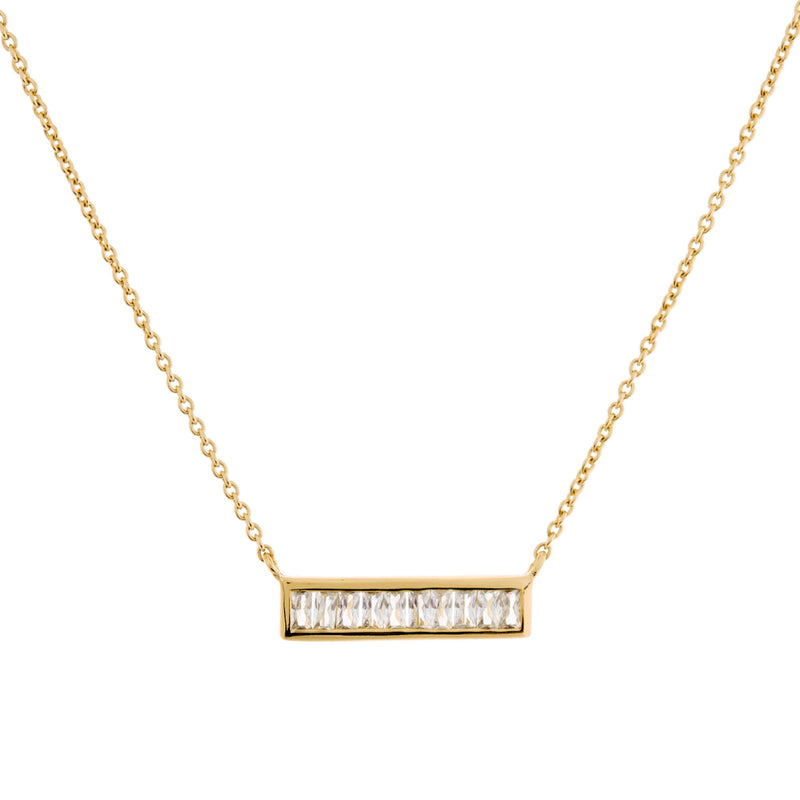 Gold Baguette Bar Necklace