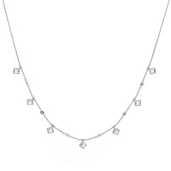 Silver Rhombus & CZ Necklace