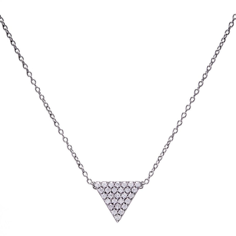 Triangle Pave pendant on fine silver chain