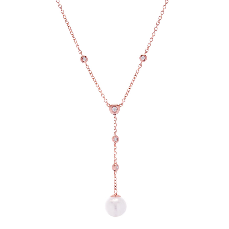 Issy Pearl Drop Rose Gold Necklace