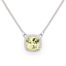 Mackenzie Lemon & Clear Cubic Zirconia Pendant on Fine Silver Chain