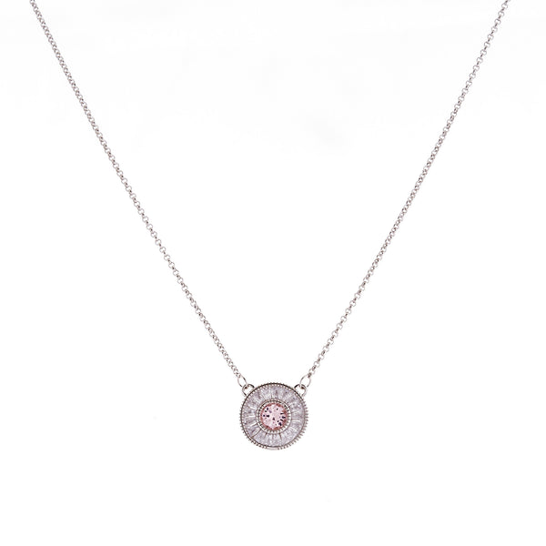 Mia Silver & Pink Cz Necklace