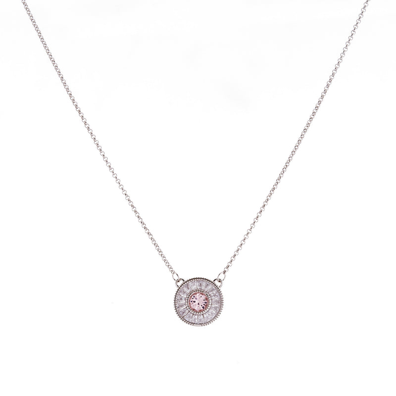 Mia Silver & Pink Cz Necklace