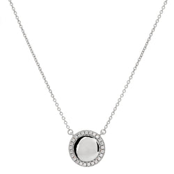Round Silver Disc Necklace on Fine Chain