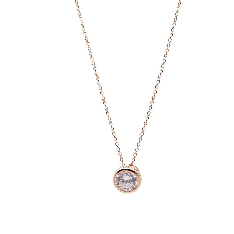 Round Bezel Set Rose Gold Pendant